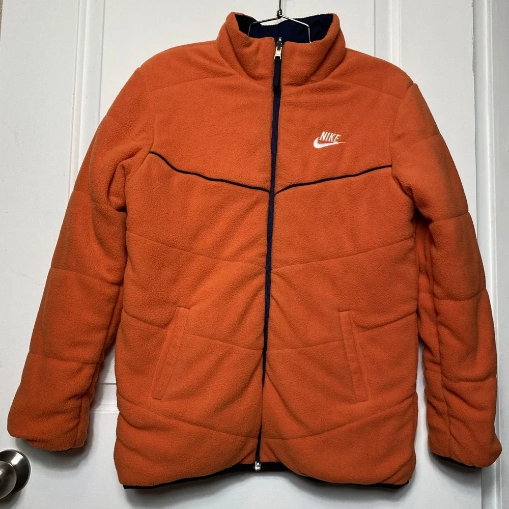 Nike Vintage Y2K Embroidered Logo Reversible Fleece Jacket Size L (14-16) Youth